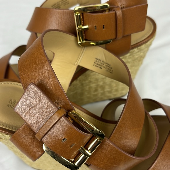 Michael Kors Platform Mid Wedge Strappy Sandals Brown Size 8.5 - Picture 12 of 13